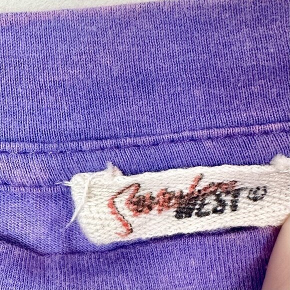 NWT Nordstrom Somewhere West Women's Purple Distressed Short Sleeve - L - Picture 3 of 7